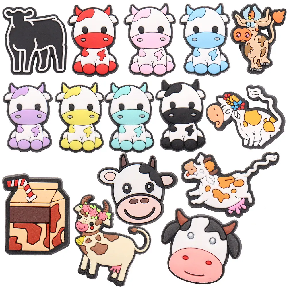 

Single Sale 1pcs PVC Animal Shoe Charms Wristbands Cow Hole Slipper Decoration Shoe Accessories Ornaments Kids Party Xmas Gifts