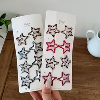 8pcs/set Leopard Print Hair Clips for Women Girls Vintage Geometric Star BB Clips Bangs Hairpins Barrettes Hair Accessories Set 3