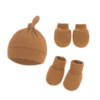 Cute Baby Hat Newborn Bonnet Gloves Socks Set Beanie Hats Ear Shape New Born Gift Photography Props Infant Fashion Accessories 4