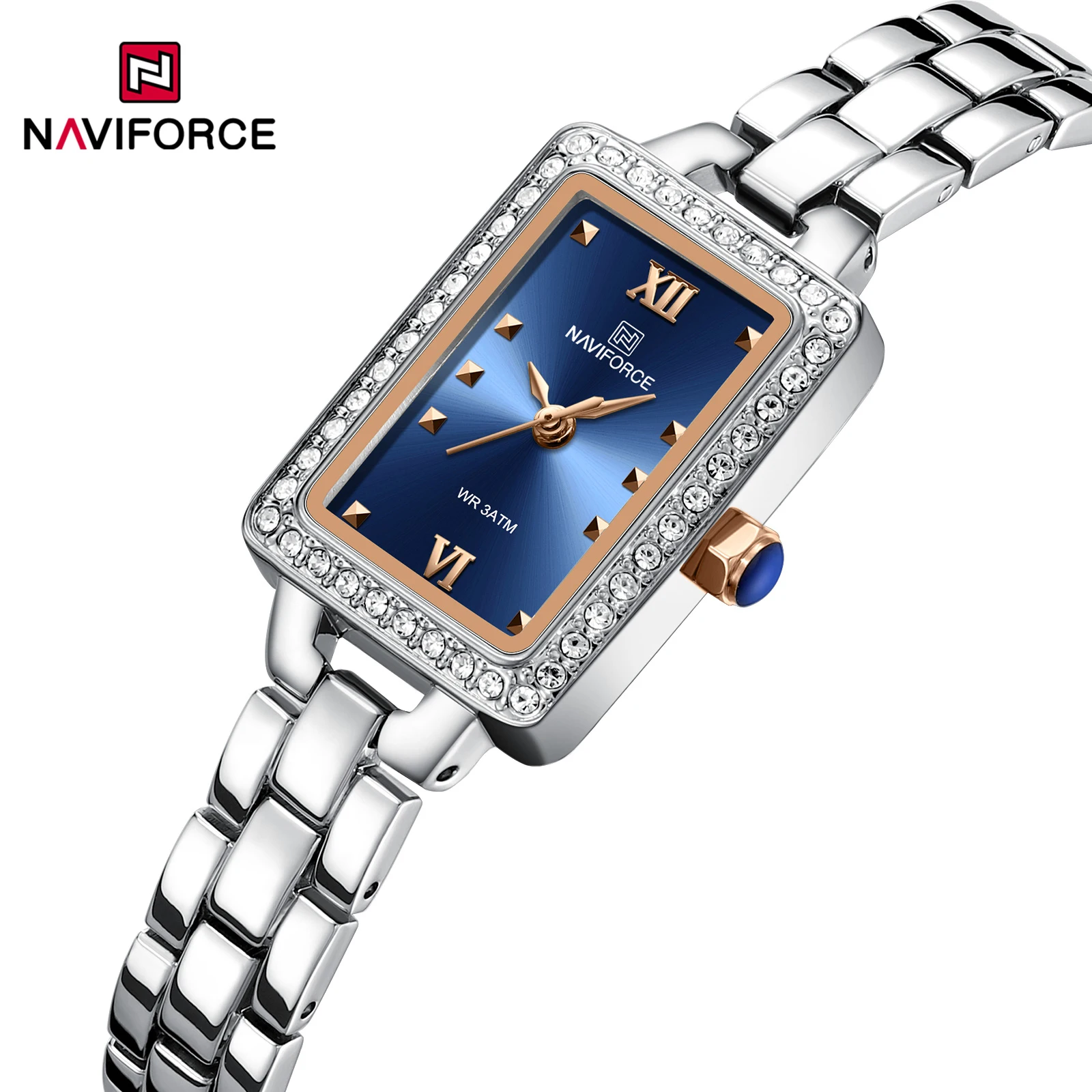 

NAVIFORCE Women Bule Quartz Watches Ladies Banquet Fashion Elegant Wrist Watches Female Water Resistant Stainless Strap Clock
