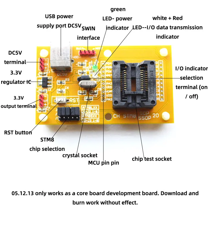 α׷  IC , ھ  300  SOIC20 STM8L STM8A STM8S ٿε Ʈ ׽Ʈ  α׷