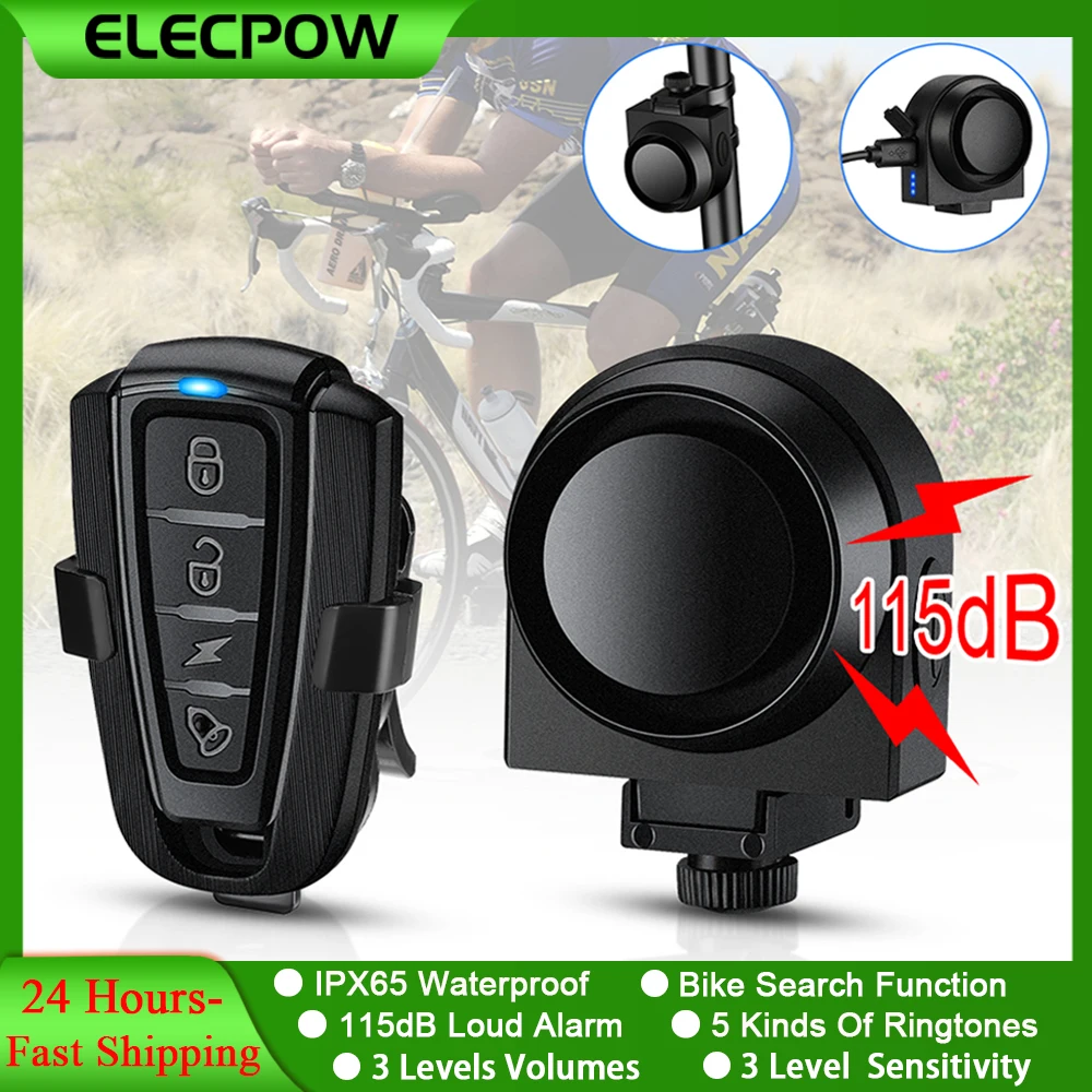 Elecpow Wireless Bicycle Burglar Alarm Waterproof USB Charging Remote Control Motorcycle Electric Vehicles Bike Alarm System