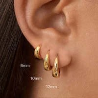 Stainless Steel 1 Pair Minimalist Huggie Hoop Earrings For Women Gold Color Tiny Round Circle 6/10/12mm Punk Unisex Rock Earring 1