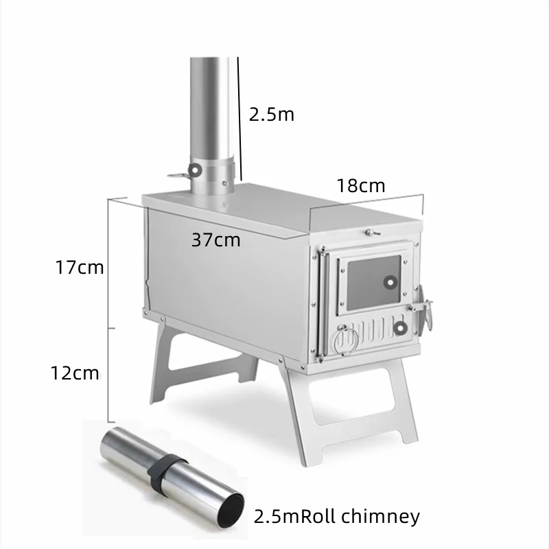 Collapsible Tent Wood Stove Outdoor Wood Burning Stove With Pipe Stainless  Steel Portable Firewood Heater Camping Stove
