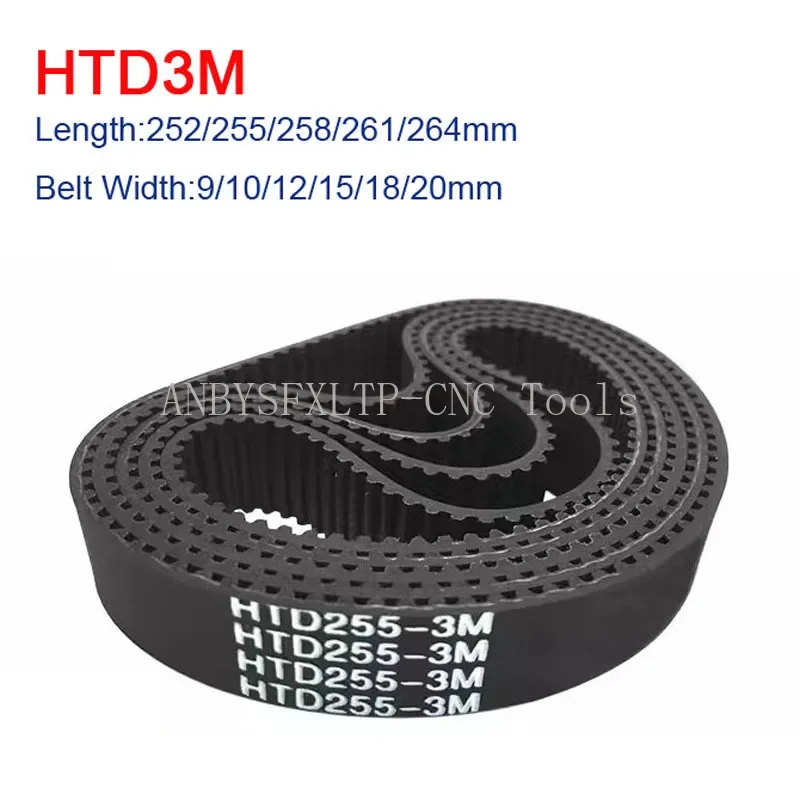 Fechado Loop Correia Dentada Largura mm 10 mm 12 mm 15 mm 18 mm 20 mm Comprimento de Correia 252 mm 255 mm 258 mm 261 mm 264 Milímetros Dentes do Htd 3m 84 Milímetros 85 86 87 88 Htd3m-rubber