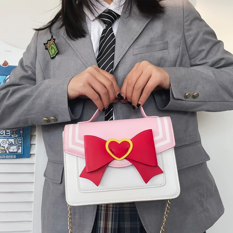 Women JK Uniform Bag Handbag Purse PU Leather Shoulder Crossbody Bag Tote Chain Satchel