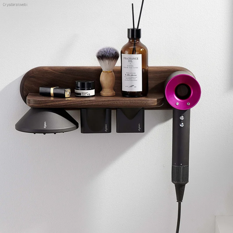 

Wall Mount Hair Dryer Holder for Dyson Supersonic Hair Dryer Walnut Beech Wood Hair Dryer Bracket Bathroom Accessories Rack