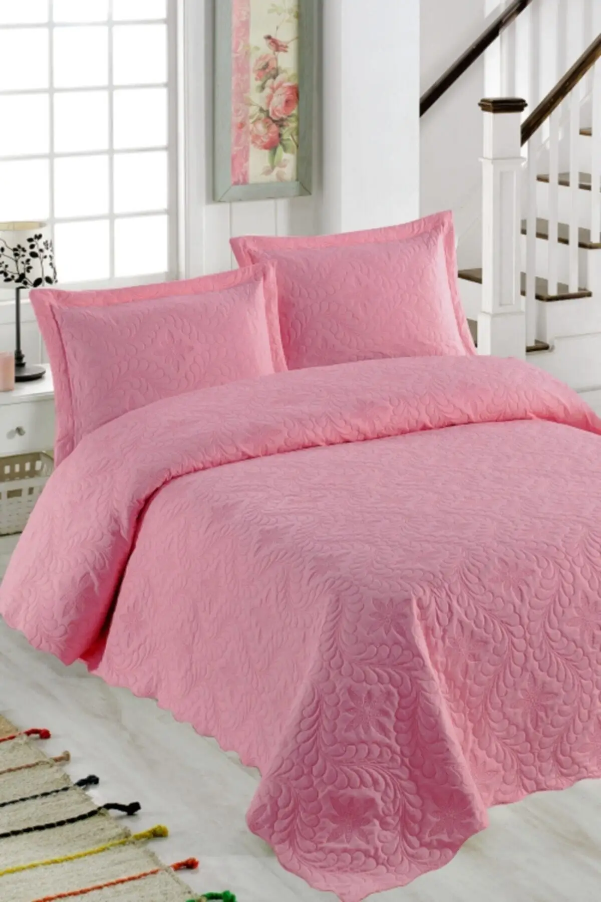 

Ivy Rose Double Microfiber Quilted Bed Cover 250x260 Polyester Bed Linen Pink Battal Boy Room Textiles