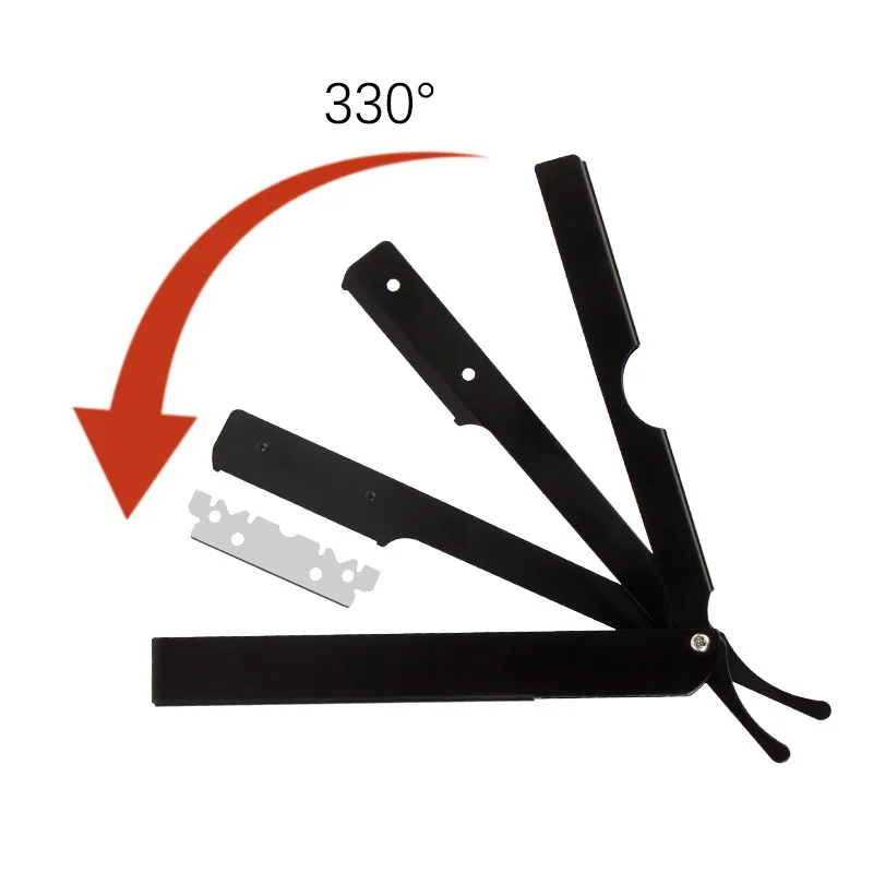 Retro Männer Rasieren Barber Tools Haar Rasiermesser Schwarz Klapp Rasierer Messer Aluminium Legierung Gerade Sicherheit Rasiermesser Barbearia Halter Geschenk – Detail 13