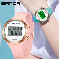 SANDA Digital Watch Women Top Brand Luxury Chronograph Lady LED Wristwatch Elegant Waterproof Female Electronic Clock Gift 2147
