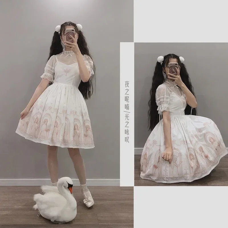 Lolita Suspender Dress Suspender Dress Lolita Dress Dark Gothic Devil Print Black Japanese Style Lolita Jsk Victorian Suspender Dress Loli Sexy Sweet Goth Bandage Dresses
