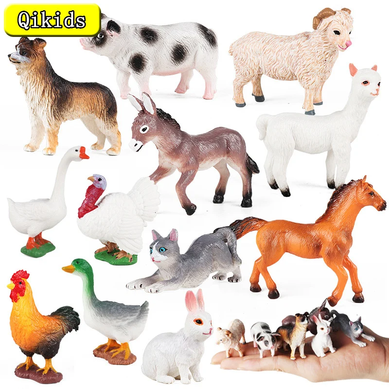 

Фигурки животных из искусственной фермы, наборы для домашней птицы, фигурки героев, лошадь, корова, собака, утка, овечка, модель петуха, обучающая игрушка для детей, подарок