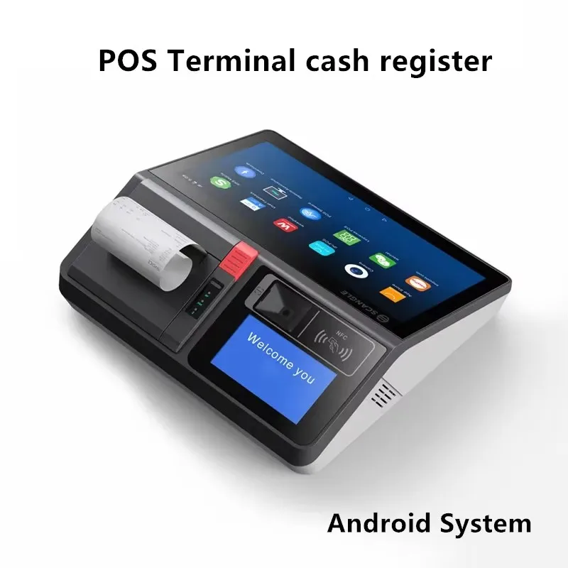 CASHIER POS - Bizcan | レジ、 10インチ システム タブレット POS レジ、80mm プリンター、小売店、レストラン向け Bluetooth スキャナー | キャッシュレジスター | AMYSTY