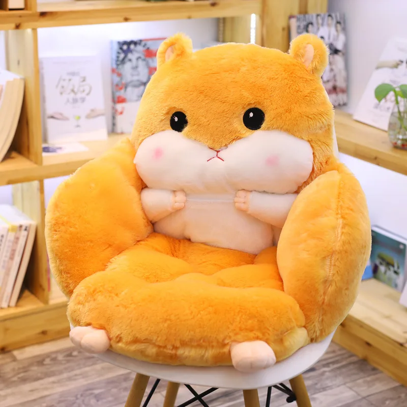 Cute Hamster Themed Plush Cushion with Half Surround, Backrest Cushion, Sofa Plush Cushion, Comfortable and Skin Friendly