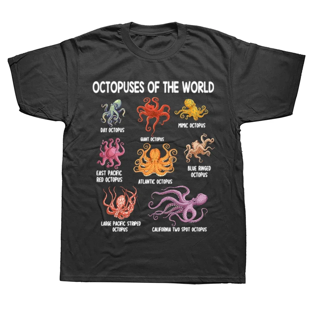 Marine Octopus T-Shirt Octopus Arten Tauchen Marine Rundhals Baumwolle T-Shirt Sommer Streetwear Casual T-Shirt Unisex Tops T-Shirts