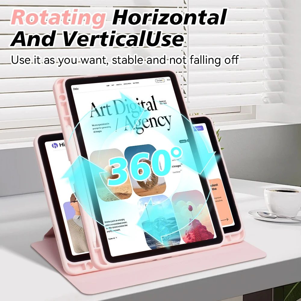 Acrylic 360° Rotating Tablet Case with Pencil Holder