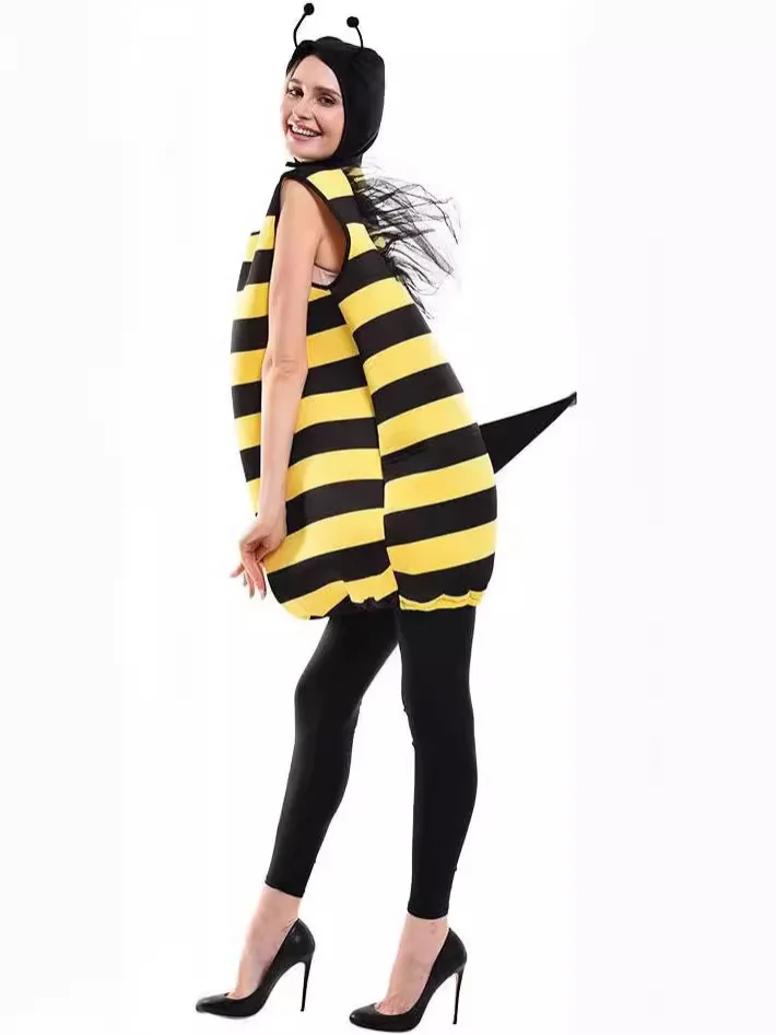 performance Animal Role Play Bee Cosplay Cute Yellow Stripe jumpsuit Costume Outfit Funny Kid Halloween