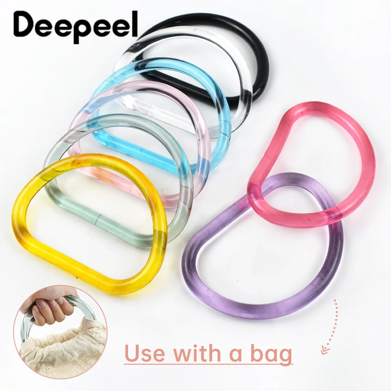 2/4/10Pcs 10cm Acrylic D Ring Transparent Plastic Handle for Bags Handbag Woven-bag Replace Bag Handles Purse Frame Accessories 1