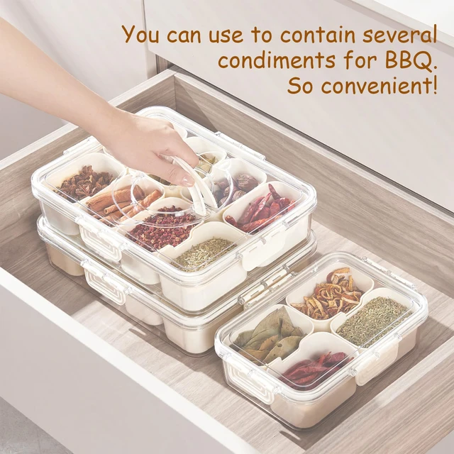 Divided Serving Tray with Lid and Handle Snackle Box Charcuterie Container  Portable Snack Platters Clear Organizer