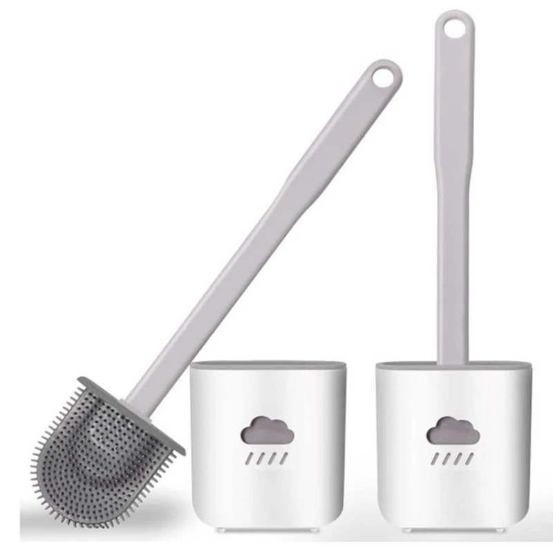 2 Pcs Toilet Brush And Holder Set,Toilet Brush With Handle,Bathroom Toilet Bowl Cleaning Brush,For Bathroom Storage,Etc