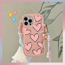 Love Heart Wrist Chain Lanyard Phone Case - Samsung J7 Pro (S14949)