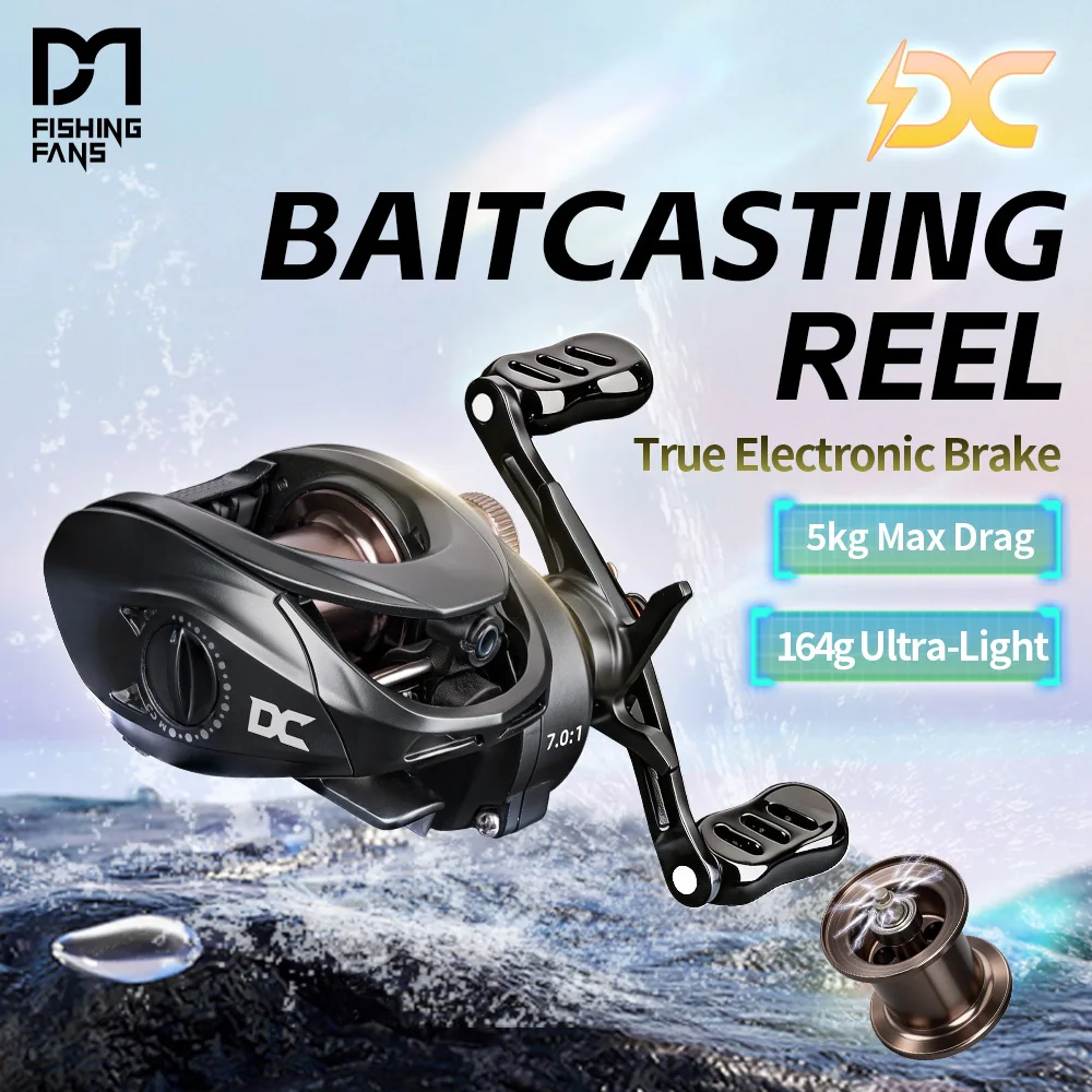 FISHINFANS C1DC ベイトキャスティングリール ロングキャスト 最大ドラグ力5kg カーボンワッシャー 真鍮ギア 7.0:1 5+1B フィッシングリール