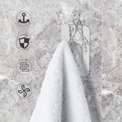 

5Pc Wall-Mounted Seamless Hook Household Multifunctional Punch-Free Bathroom Kitchen Self-Adhesive Waterproof Hook Wholesale