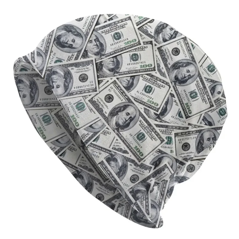 

Hundred Dollars Bills Bonnet Homme Hip Hop Knit Hat For Women Men Warm Winter Money Beanies Caps