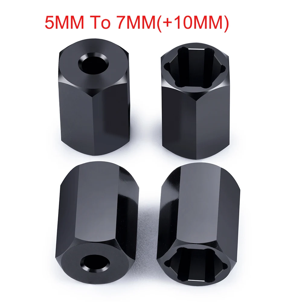 MIBIDAO 4 Stück 5 mm bis 7 mm/5 mm bis 12 mm Aluminiumlegierung Sechskant-Radnabenadapter, Umwandlung für SCX24 auf WPL D12 1/10 RC-Autoteile – Detail 6