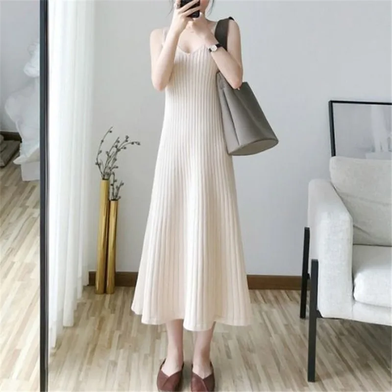 

Oversized Knit Suspender Women's Loose Plump Girls Vest Dress Mid-Length Inner Wear Sweater Bottom Skirt