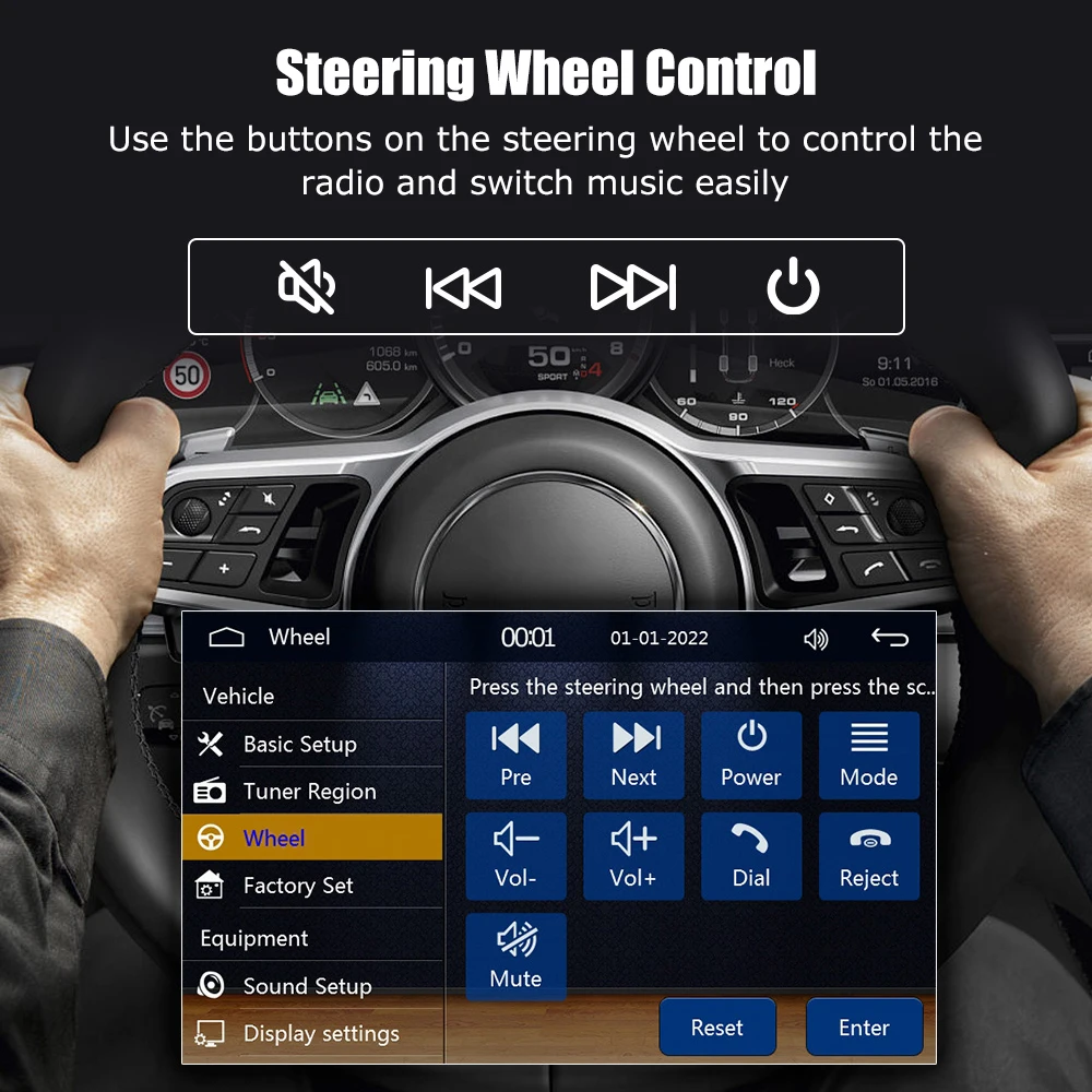 ESSGOO 7" Autoradio Radio Double 2 DIN Carplay Android Auto Bluetooth USB AUX FM SWC Universal MP5 Mirror Link HD Touchscreen – Detail 11