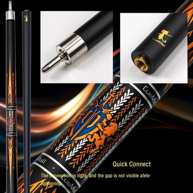 12.5 mm Low Deflection Carbon Fiber Pool Cue Shaft Multi Layer Tip Quick Release Joint Bronze Dual Lion Design 1
