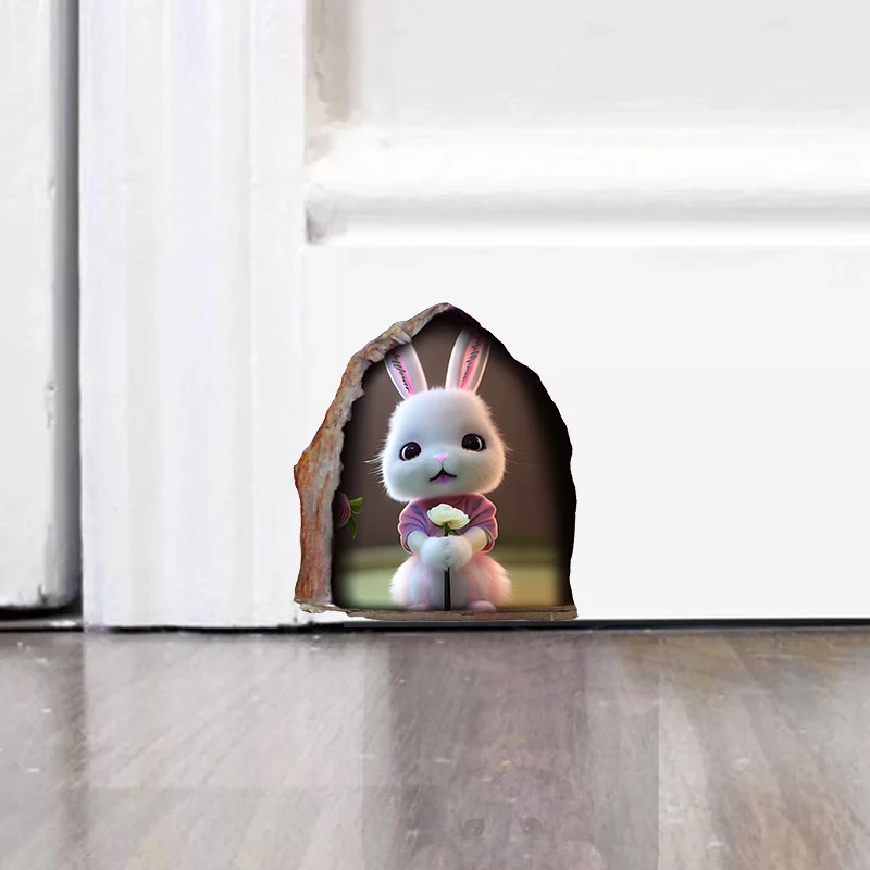 Mouse Hole Wall Stickers Waterproof Cartoon Home Decoration Living Room Funny Decals
