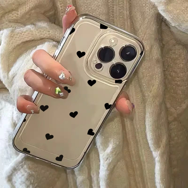 Chic Black Love Pattern Phone Case - Small Size