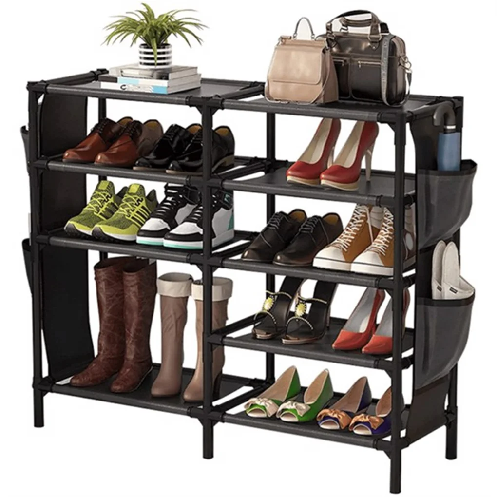 Shoe Rack with Pockets, 5-Tier Shoe Boots Organizer Freestanding Shoe Shelf for Entryway Bedroom 3