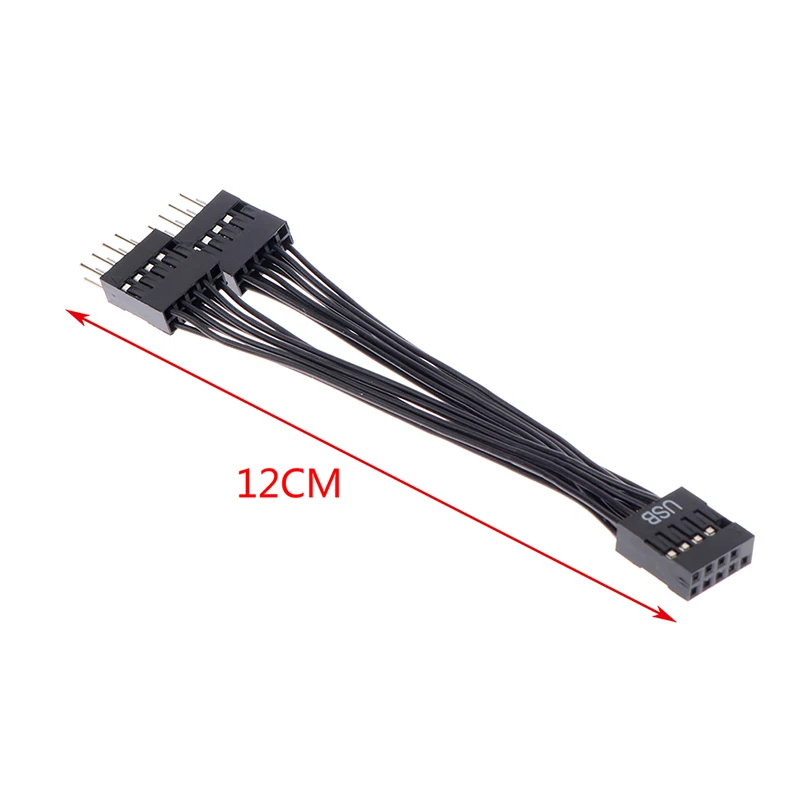 Computer Motherboard USB Extension Cable 9 Pin 1 Female to 2 Male Y Splitter