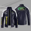 Land Rover motorcycle warm plus velvet pu leather jacket contrast color fashion men's PU windproof leather jacket 5