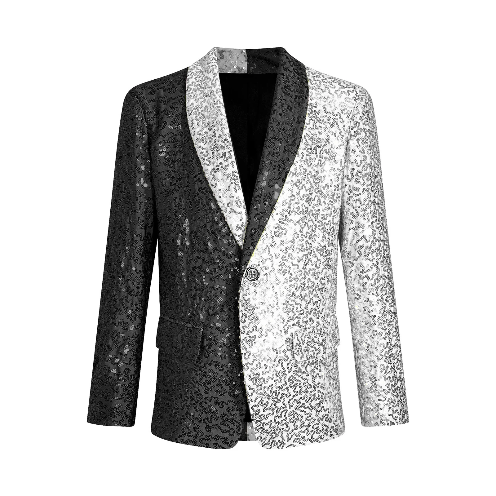 Kids Fashion Tuxedo Sequins Suit Blazer Child Dress Jacket Blazers for Boys Wedding Birthday Party Coat Performance Costume