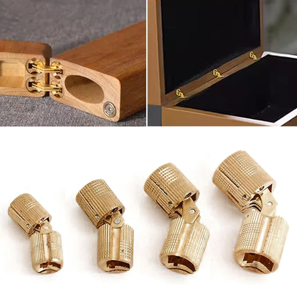 8/10/12/14/16mm Copper Barrel Cylindrical Hidden Cabinet Brass Hinges Mount For Furniture Hardware