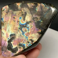 Spécimens minéraux de Labradorite de lumière verte jaune naturelle brillante, pierres pour animaux de compagnie bien polies, perles de pierre de Labrador clair bleu violet 2