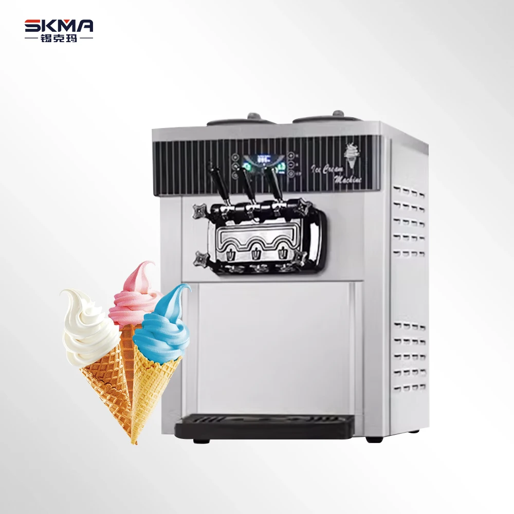 

Hot Sale Commercial Stainless Steel 220V Frozen Yogurt Maker Automatic Three Flavor Ice Cream Machine Soft Serve Ice Cream Maker