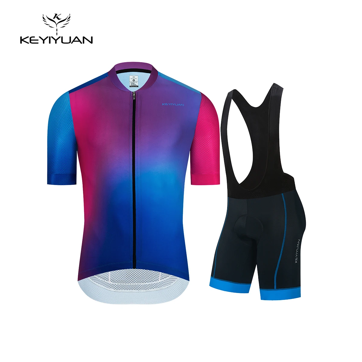 

KEYIYUAN Summer Men And Women Premium Milk Silk Competitive Clothing Road Bike Shirts Suit Bicycle Bib Shorts Outdoor Equipment