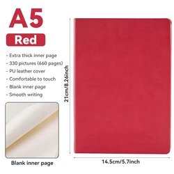 Elegant PU Leather Journal with Blank Pages and Soft Cover - Other (Red - A5)