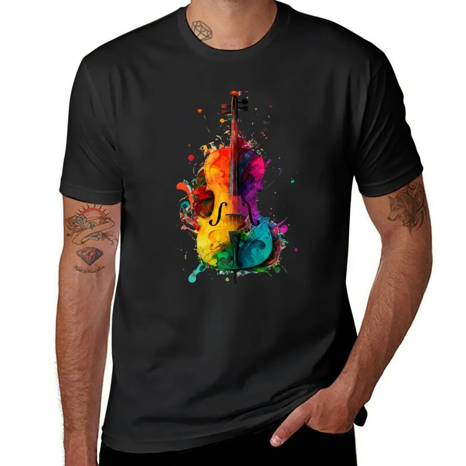 

Joy of Music Collection - Rainbow Cello T-shirt Blouse blacks slim fit t shirts for men