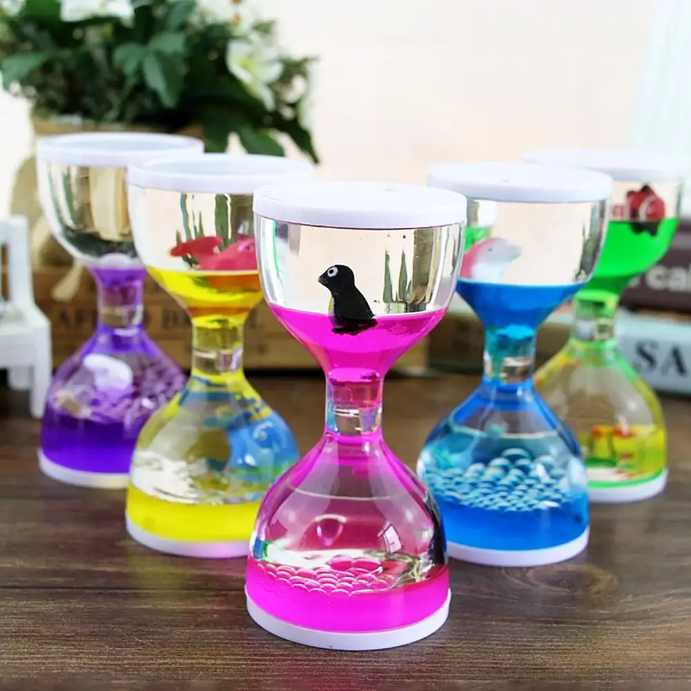 Sand Timer Fashion Bubble Timer Stable Construction Oil Hourglass Decorative Multi-functional Lovely Satisfying Sensory Oil Drop Timer Liquid Hourglass Timer Colored Hourglass