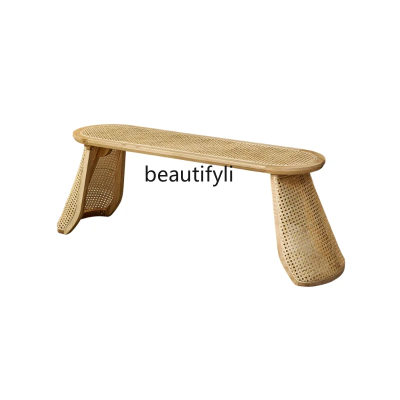 

Southeast Asia Rattan Bed End Stool Bedroom Home Trial Shoe Changing Stool Pedal Bed Bedside Bench Clothing Store Stool