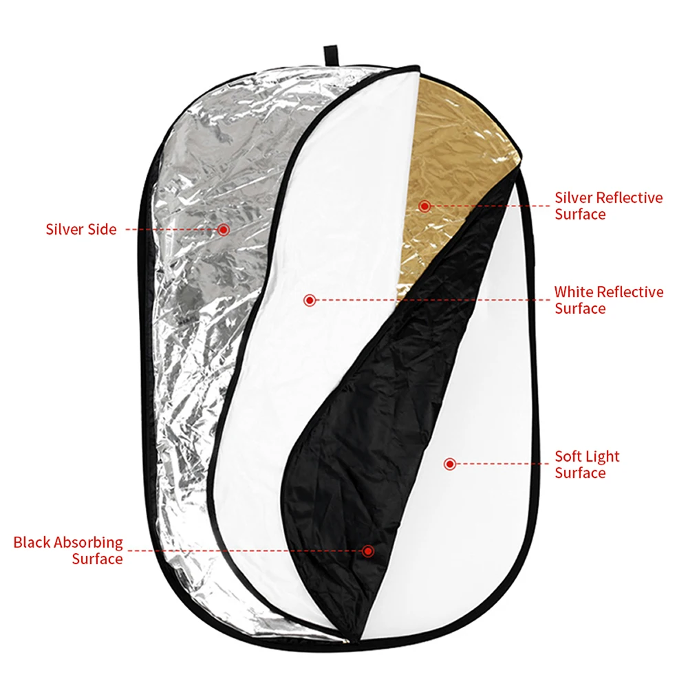 Photography reflector 60/80/110CM 5 in 1 Portable Collapsible Light Oval Photography Reflector for Studio Multi Photo Outdoor