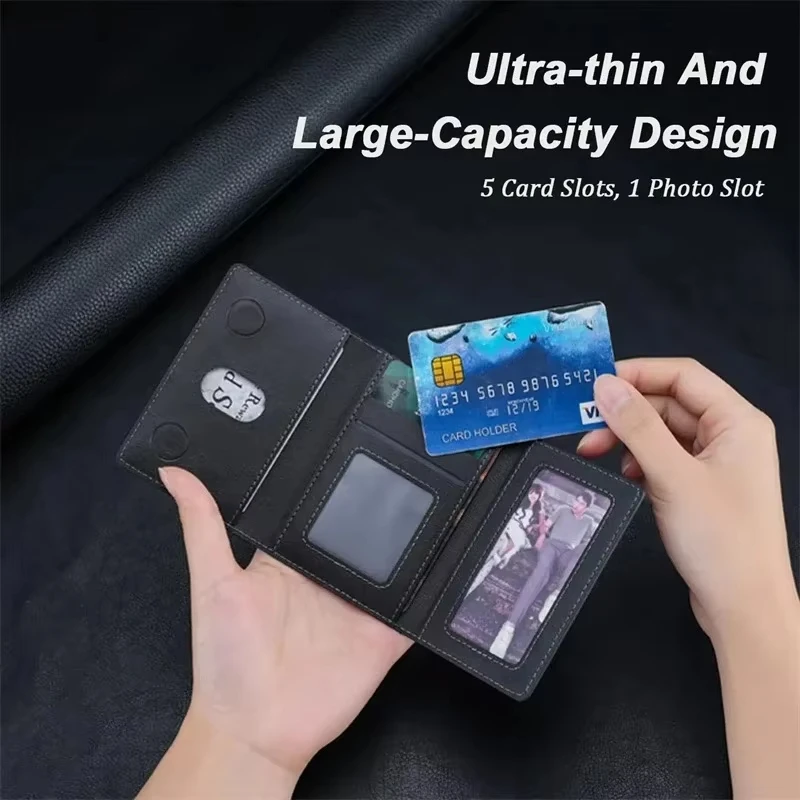 Magnetic Leather Wallet and Card Holder with Phone Pouch – Protective Case