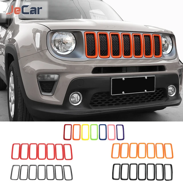 ABS Car Front Grille Bumper Decoration Ring Cover Trim Stickers For Jeep  Renegade 2019 Up Car