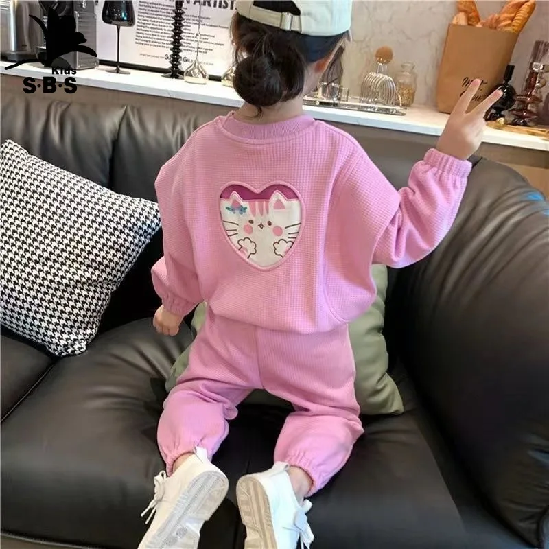 

Girls' casual fashion suit 2023 Spring and Autumn New Letter Cartoon Jacket Pants 2-piece suit